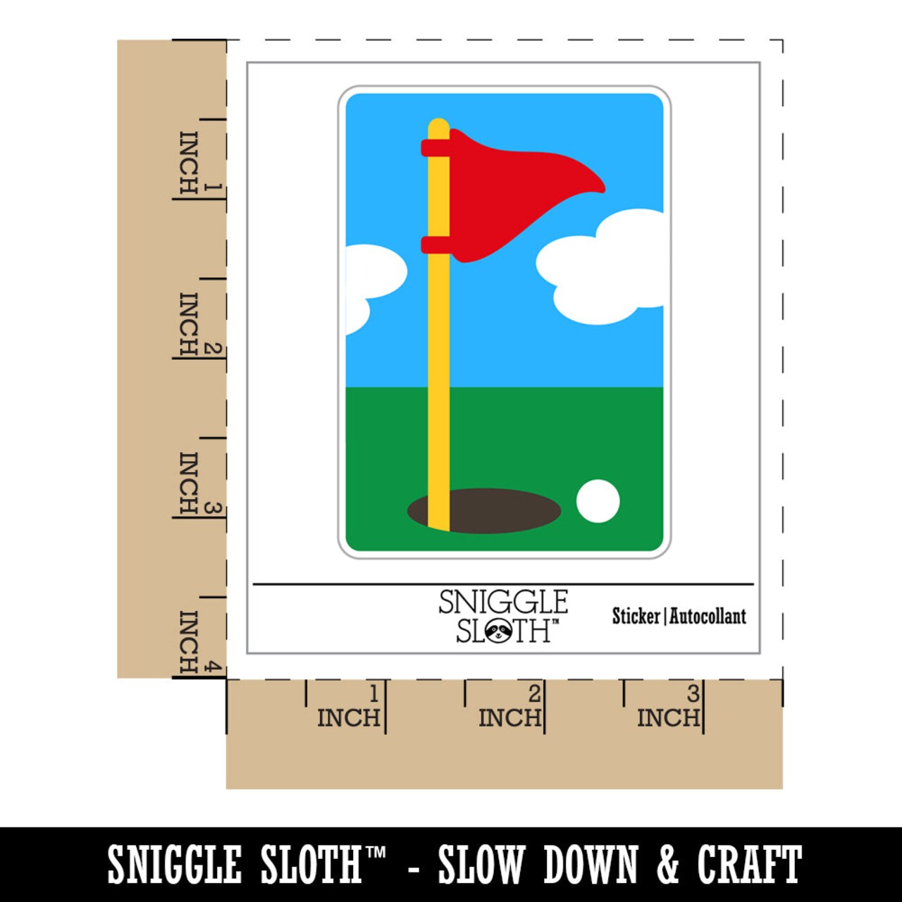 Golf Hole Flag Waterproof Vinyl Phone Tablet Laptop Water Bottle Sticker Set - 5 Pack